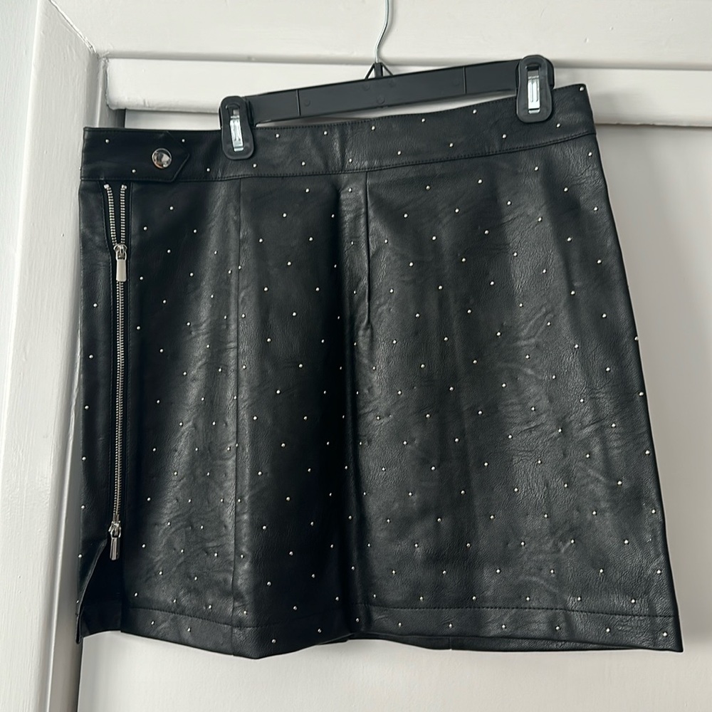 Topshop Black Mini Skirt with Silver Accents